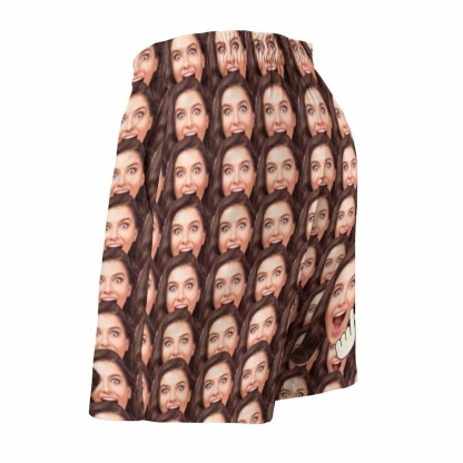 Custom Couple Matching Beach Shorts&One Piece Swimsuit Custom Face Show My Love Personalized Photo Men's Quick-drying Beach Shorts - YesCustom