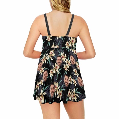 Custom Couple Matching Hawaiian Shirts&Swimsuits with Faces Best Couple Gift Flower Parrot Personalized Hawaiian Shirts&Tankini - YesCustom