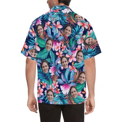 Custom Couple Matching Hawaiian Shirts&Swimsuits with Faces Personalized Hawaiian Shirt Photo Tropical Aloha Shirt Birthday Vacation Party Gift - YesCustom