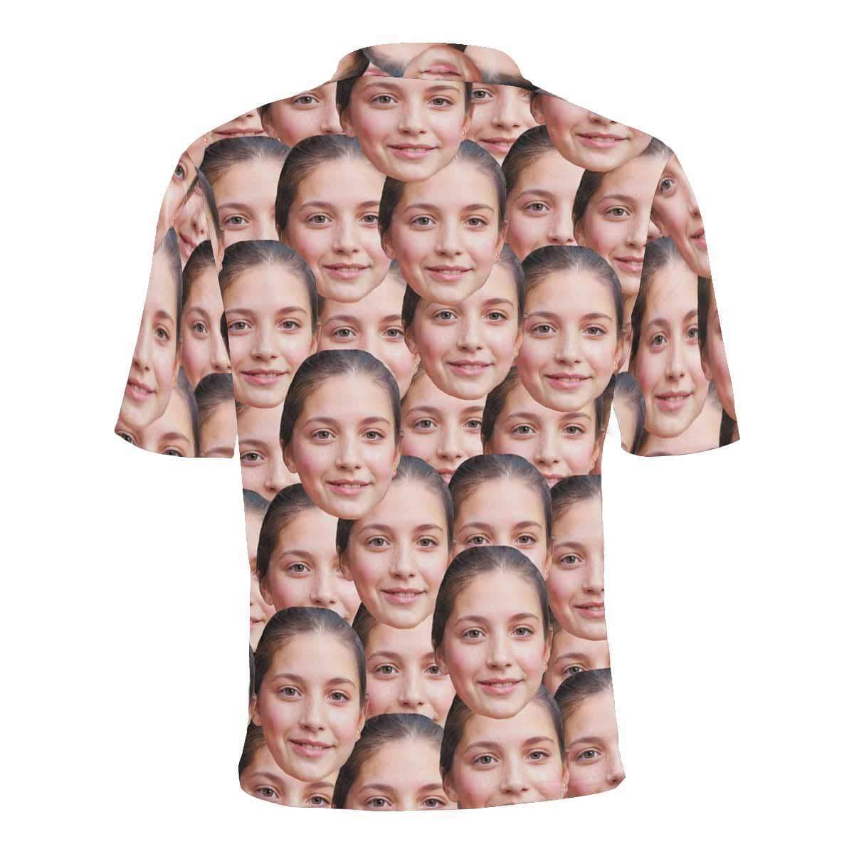 Custom Couple Matching Shirt&Dress Custom Face Seamless Selfie All Over Print Polo Shirt Personalized Men's Golf Shirt - YesCustom