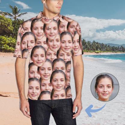 Custom Couple Matching Shirt&Dress Custom Face Seamless Selfie All Over Print Polo Shirt Personalized Men's Golf Shirt - YesCustom