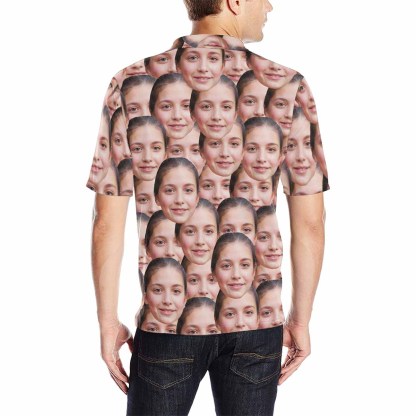 Custom Couple Matching Shirt&Dress Custom Face Seamless Selfie All Over Print Polo Shirt Personalized Men's Golf Shirt - YesCustom