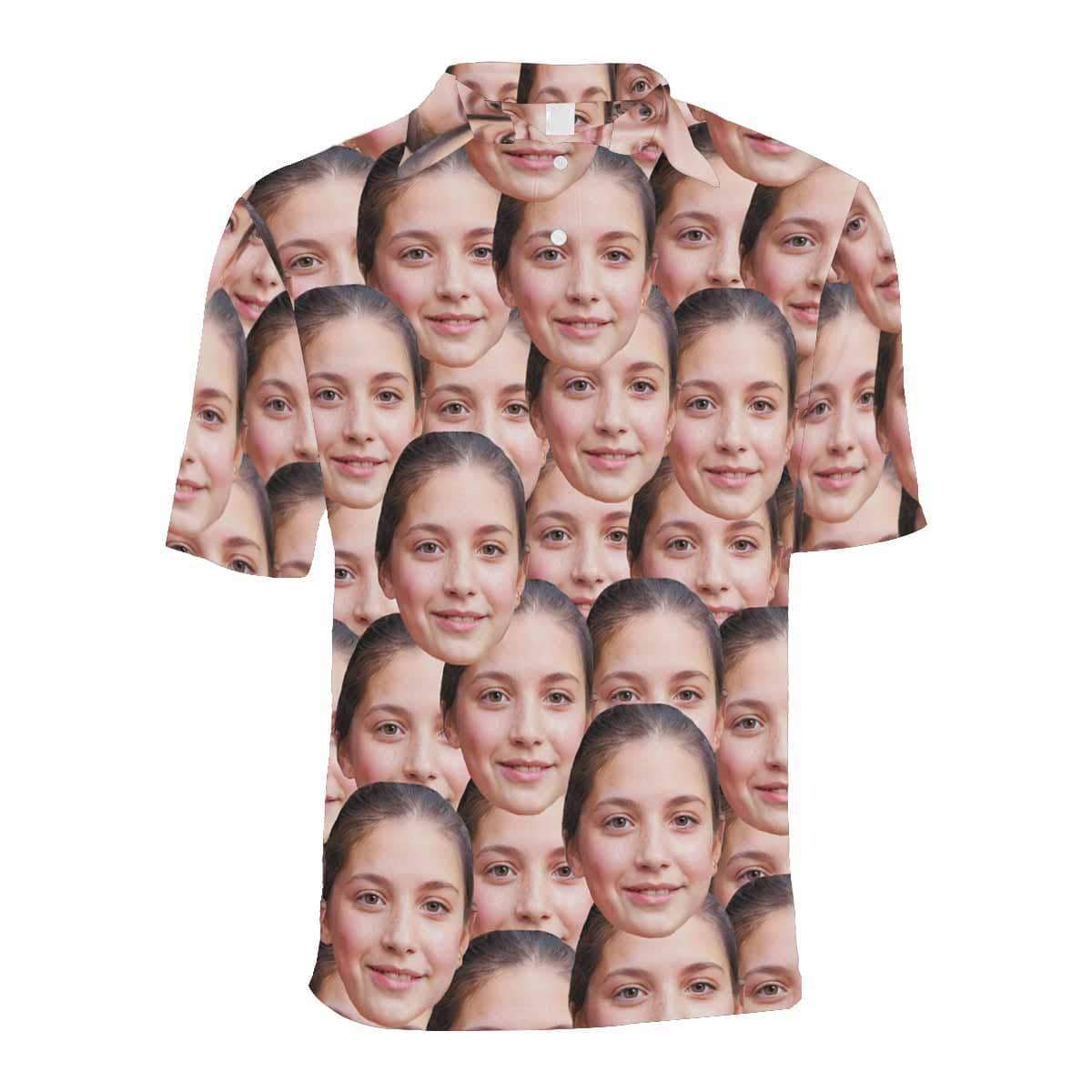 Custom Couple Matching Shirt&Dress Custom Face Seamless Selfie All Over Print Polo Shirt Personalized Men's Golf Shirt - YesCustom