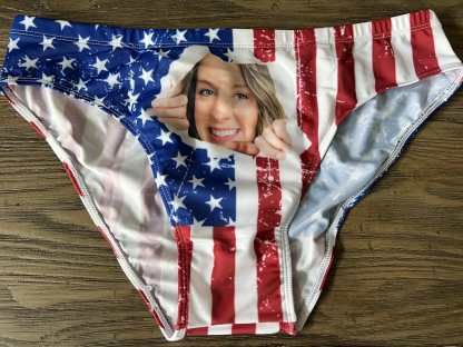 Custom #Couple Matching Swimwear Custom Big Face American Flag Triangle Swim Briefs Side Tie Bikini Swimsuit Bottom Personalized Flag Bathingsuit #Independence Day# Celebrate Holiday Party - YesCustom
