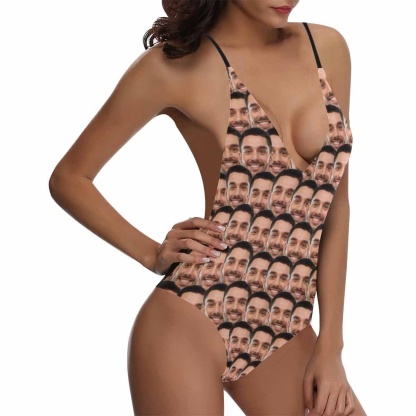 Custom Couple Matching Swimwear Bathingsuit 4th of July boat trip beach cruise outfit -Custom Boyfriend Face Funny Smash Swimsuit Personalized Women's One Piece Bathing Suit For Her - YesCustom