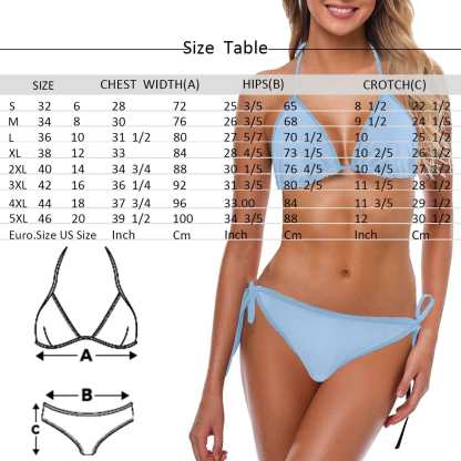 Custom #Plus Size Triangle Bikini-Custom Seamless Face Plus Size Swimsuit String Halter Tie Side Low Waisted Triangle Bikini Plus Size Swimwear Personalized Bathing Suit Women's Two Piece Swimsuit Summer Beach Pool Outfits - YesCustom