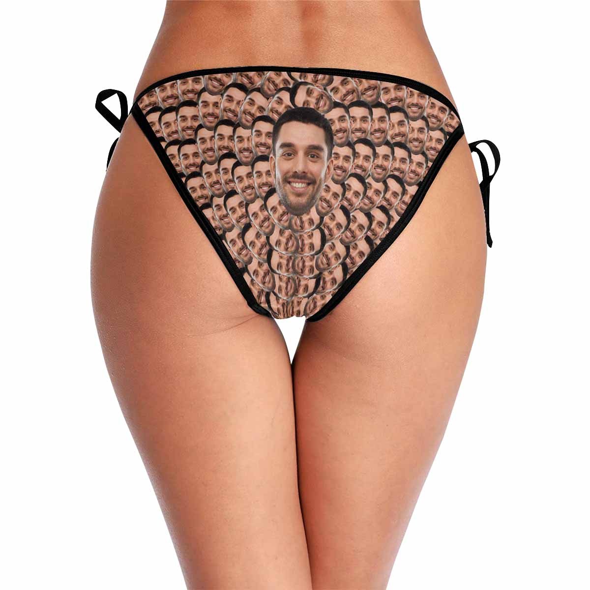 Custom #Couple Matching Swimwear Custom Seamless Face Side Tie Bikini Bottom Personalized Triangle Swim Briefs Men's Swim Shorts - YesCustom