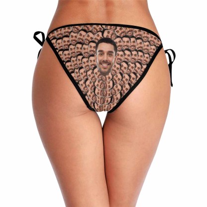Custom #Couple Matching Swimwear Custom Seamless Face Side Tie Bikini Bottom Personalized Triangle Swim Briefs Men's Swim Shorts - YesCustom