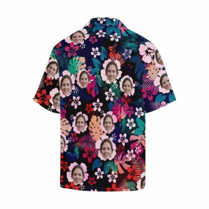 Custom Create Your Own Hawaiian Shirt with Face Flower Cluster Personalized Face Tropical Aloha Shirt for Boyfriend or Husband - YesCustom