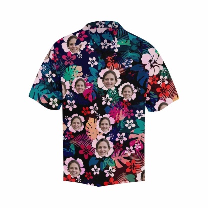 Custom Create Your Own Hawaiian Shirt with Face Flower Cluster Personalized Face Tropical Aloha Shirt for Boyfriend or Husband - YesCustom