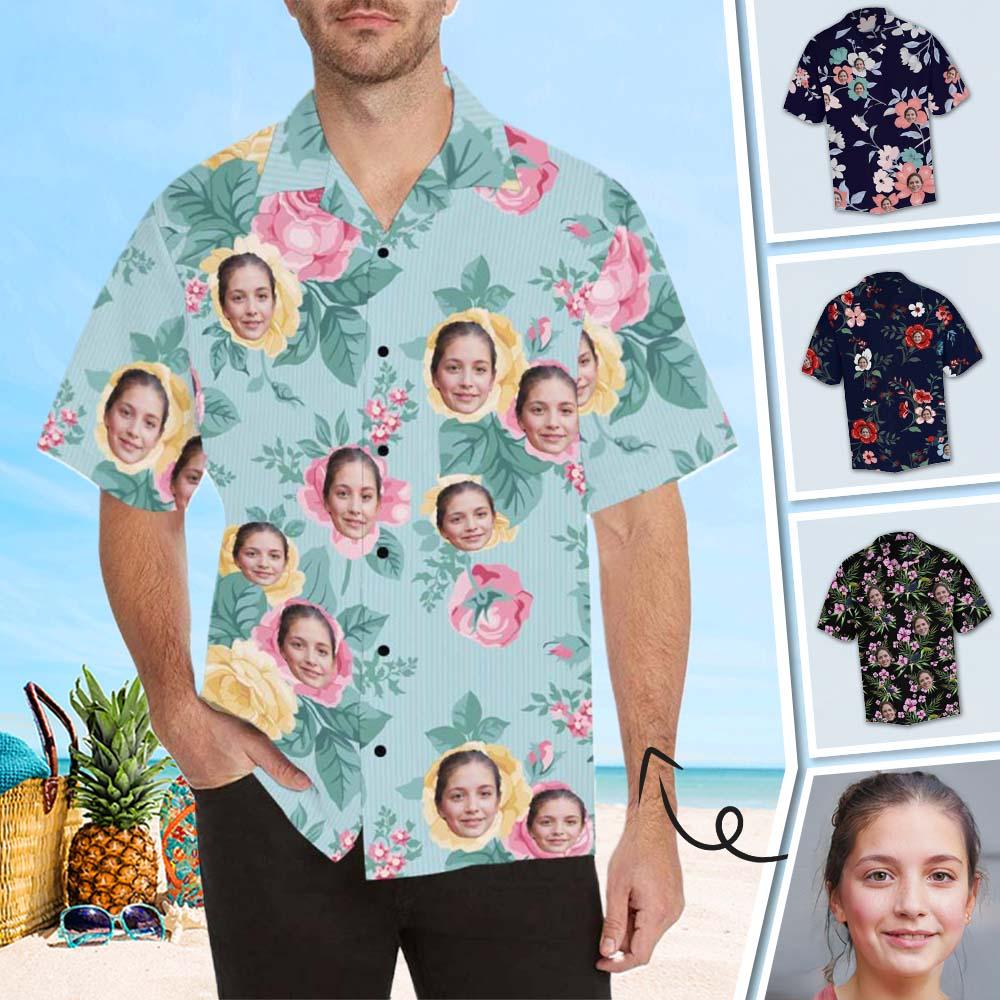 Custom Create Your Own Hawaiian Shirt with Face Summer Time Face Aloha Shirt Customizable Hawaiian Shirts Gift For Him - YesCustom