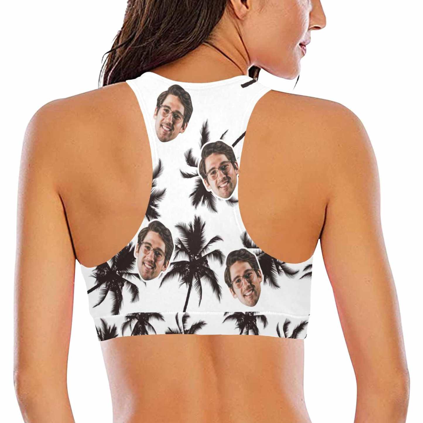 Custom #Crewneck Tank Top Bikini Top - Custom Face Cocoa Tree Women's Beach Crop High-Neck Bikini Top - YesCustom