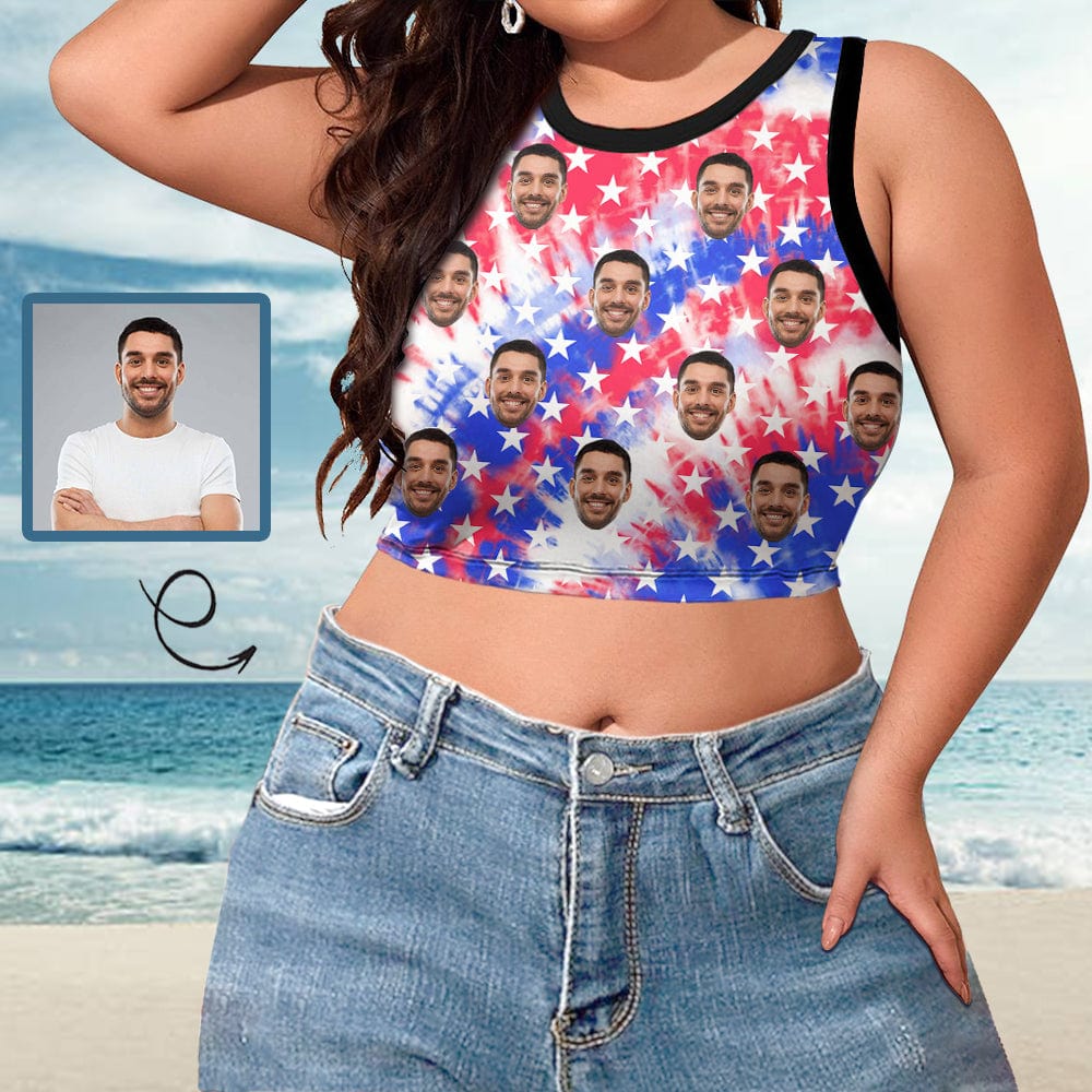 Personalized Tank Top with Custom Face Women's High Neck Crop Top
