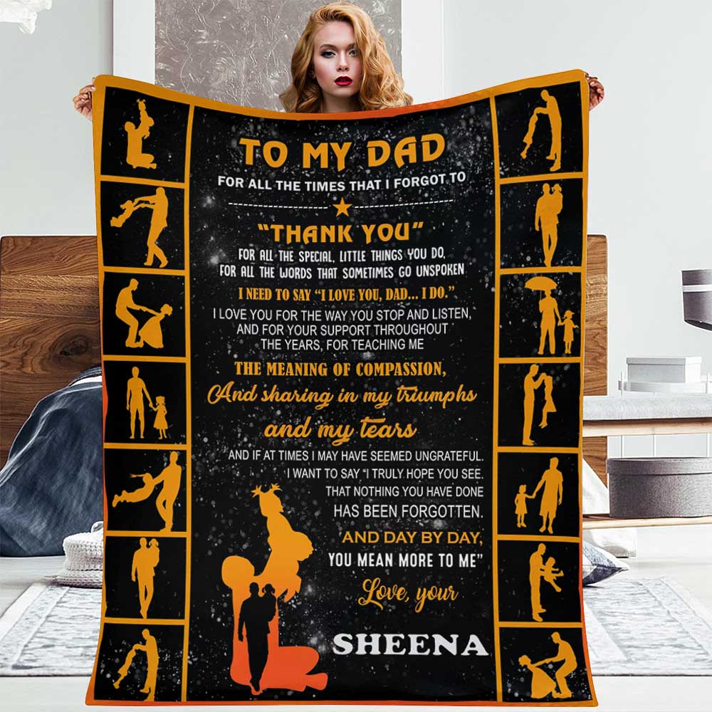 Custom Cucoloris Ultra-Soft Micro Fleece Blanket A Letter To Dad Gift For Dad - YesCustom