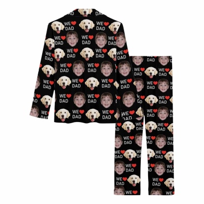 Custom Custom 2 Photo Face Pajamas Happy Father's Day For We DAD Men's Long and Short Pajama Set Gift For Family - YesCustom