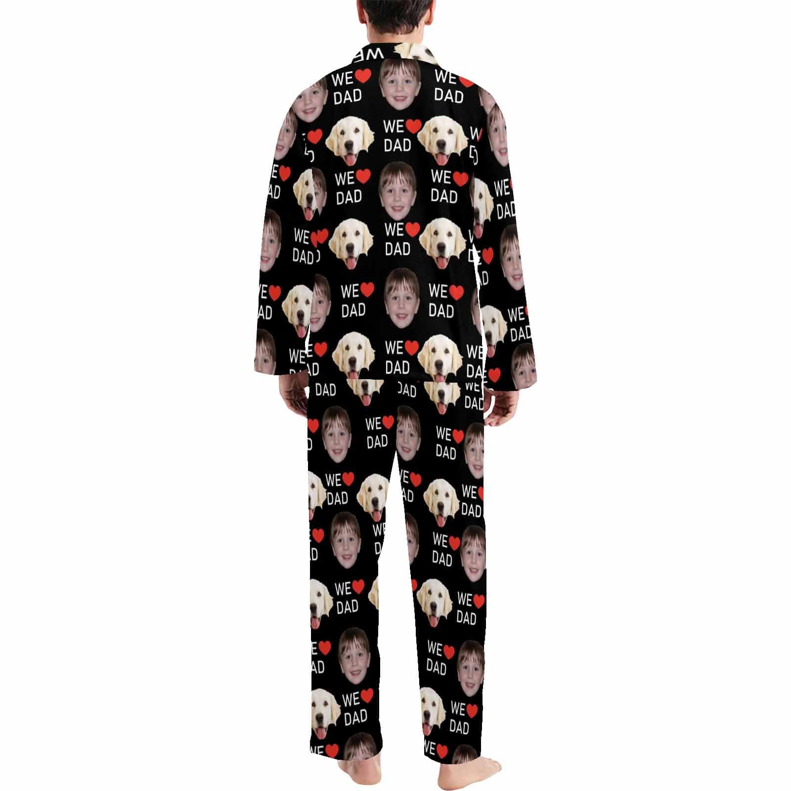 Custom Custom 2 Photo Face Pajamas Happy Father's Day For We DAD Men's Long and Short Pajama Set Gift For Family - YesCustom