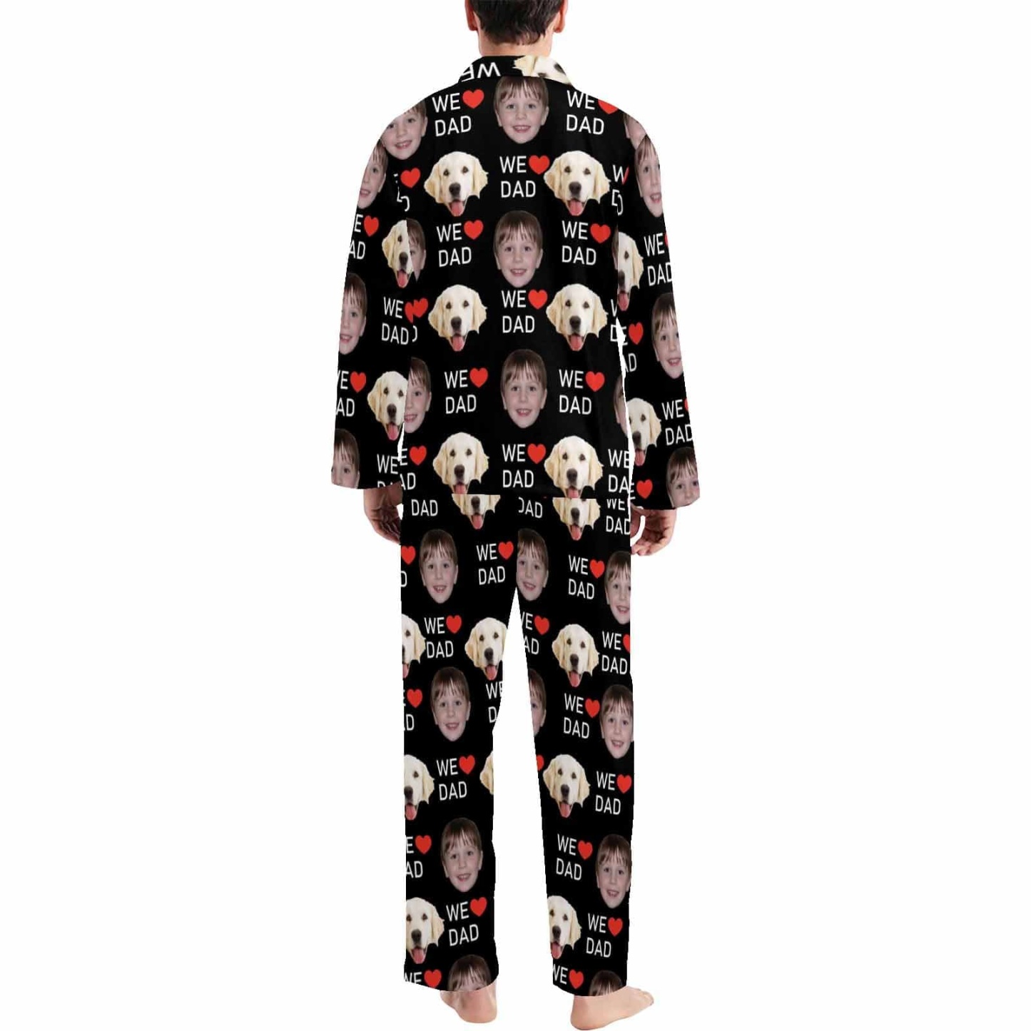 Custom Custom 2 Photo Face Pajamas Happy Father's Day For We DAD Men's Long and Short Pajama Set Gift For Family - YesCustom