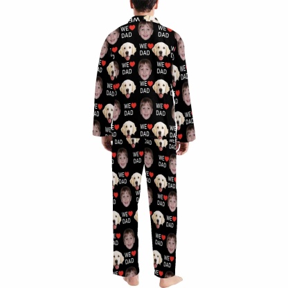 Custom Custom 2 Photo Face Pajamas Happy Father's Day For We DAD Men's Long and Short Pajama Set Gift For Family - YesCustom