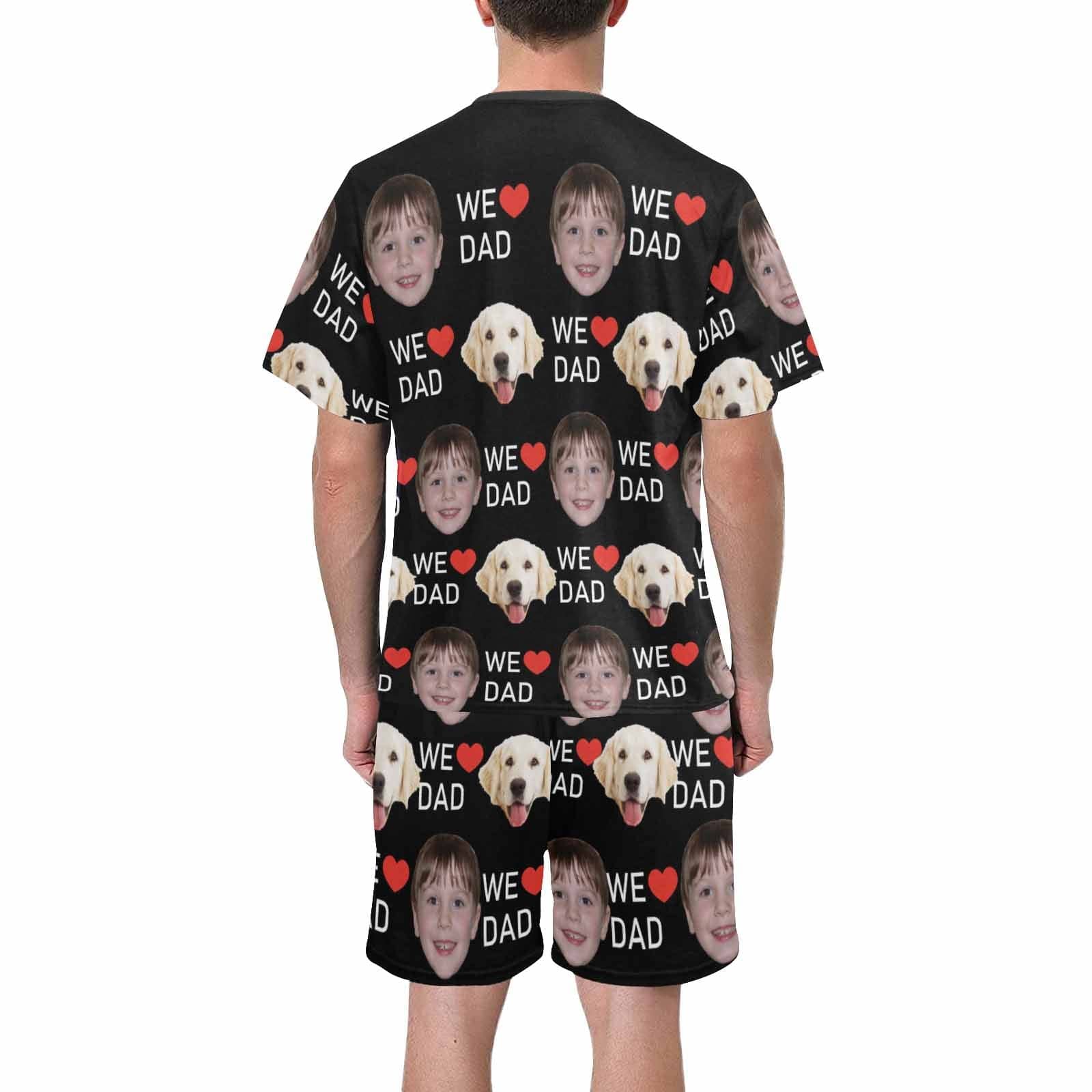 Custom Custom 2 Photo Face Pajamas Happy Father's Day For We DAD Men's Long and Short Pajama Set Gift For Family - YesCustom