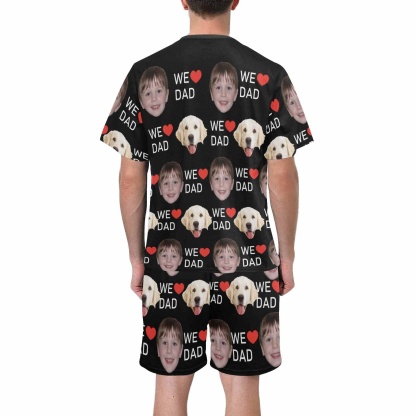 Custom Custom 2 Photo Face Pajamas Happy Father's Day For We DAD Men's Long and Short Pajama Set Gift For Family - YesCustom
