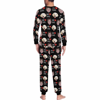Custom Custom 2 Photo Face Pajamas Happy Father's Day For We DAD Men's Long and Short Pajama Set Gift For Family - YesCustom
