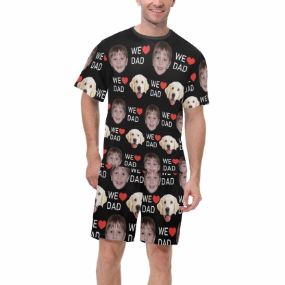 Custom Custom 2 Photo Face Pajamas Happy Father's Day For We DAD Men's Long and Short Pajama Set Gift For Family - YesCustom