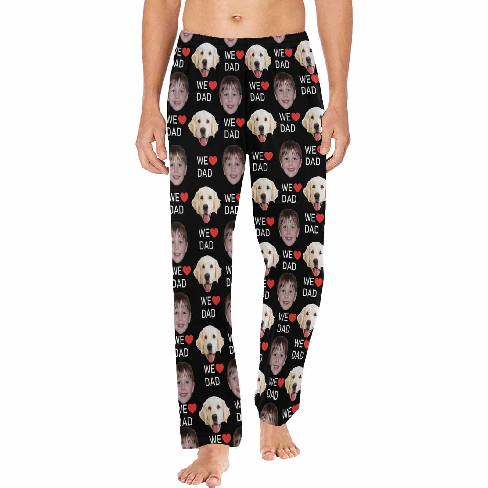Custom Custom 2 Photo Face Pajamas Happy Mother's Day Father's Day For We MOM&DAD Men's Long Pajama Pants Gift For Family - YesCustom