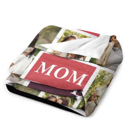 Custom Custom 6 Photos Best Mom Ever Anti-pilling Flannel Blanket Personalized Mother's Day Blanket Gifts For Best Mom And Grandma - YesCustom