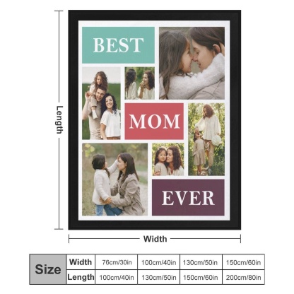 Custom Custom 6 Photos Best Mom Ever Anti-pilling Flannel Blanket Personalized Mother's Day Blanket Gifts For Best Mom And Grandma - YesCustom