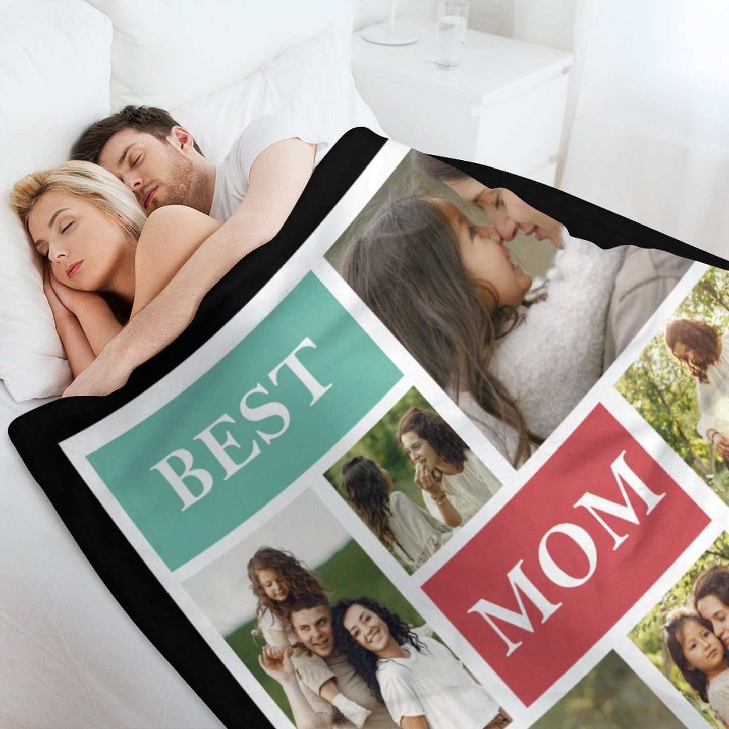Custom Custom 6 Photos Best Mom Ever Anti-pilling Flannel Blanket Personalized Mother's Day Blanket Gifts For Best Mom And Grandma - YesCustom