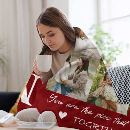 Custom Custom 6 Photos Red Mom Ever White Anti-pilling Flannel Blanket Personalized Mother's Day Blanket Gifts For Best Mom And Grandma - YesCustom