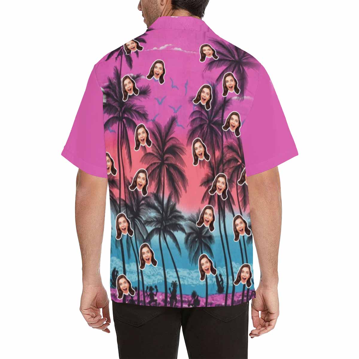 Custom Custom All Over Print Hawaiian Shirt with Face Coconut Tree Create Your Own Hawaiian Shirt - YesCustom