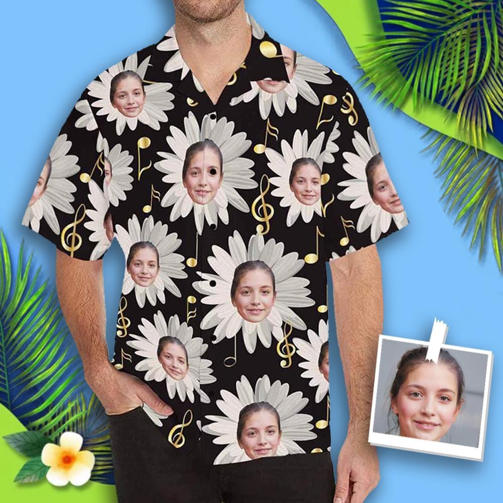 Custom Custom All Over Print Hawaiian Shirt with Girlfriend Face Chrysanthemum Personalized Photo Tropical Aloha Shirt - YesCustom