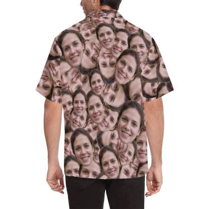Custom Custom All Over Print Hawaiian Shirt with Girlfriend Face Irregular Seamless Tropical Aloha Shirt Birthday Vacation Party Gift for Him - YesCustom
