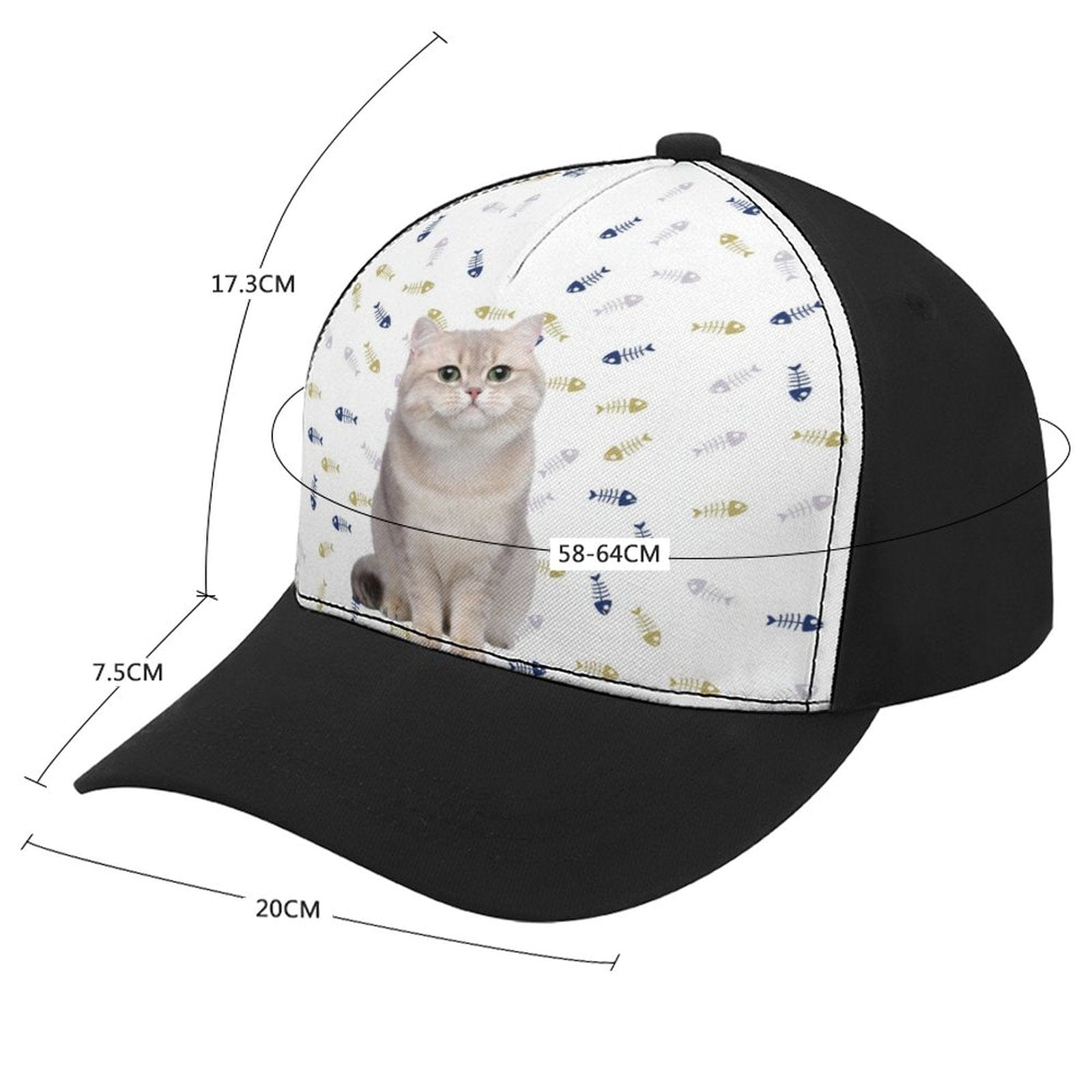 Custom Custom Angora Cat Paw and Fish Bone Unisex Baseball Cap - YesCustom