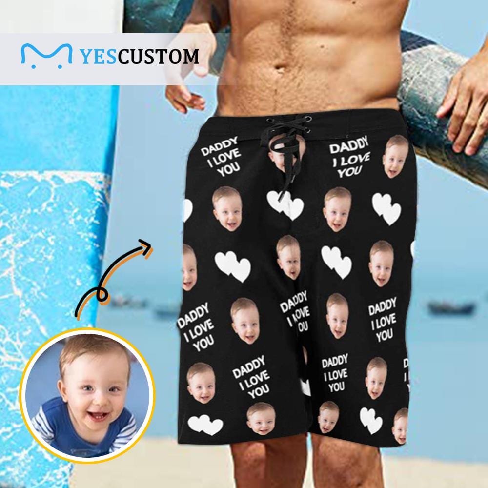 Custom Custom Baby Face Love Daddy Men's Beach Shorts - YesCustom