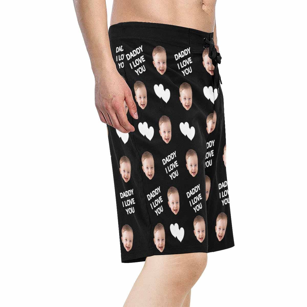 Custom Custom Baby Face Love Daddy Men's Beach Shorts - YesCustom