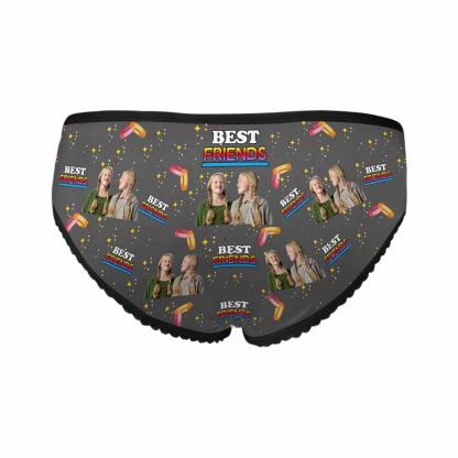 Custom Custom Best Friend Underwear Personalized Photo Women's All Over Print High-cut Briefs - YesCustom