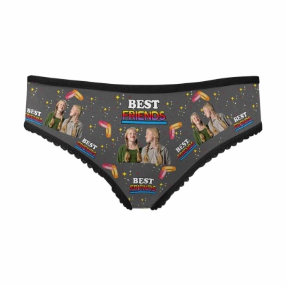 Custom Custom Best Friend Underwear Personalized Photo Women's All Over Print High-cut Briefs - YesCustom
