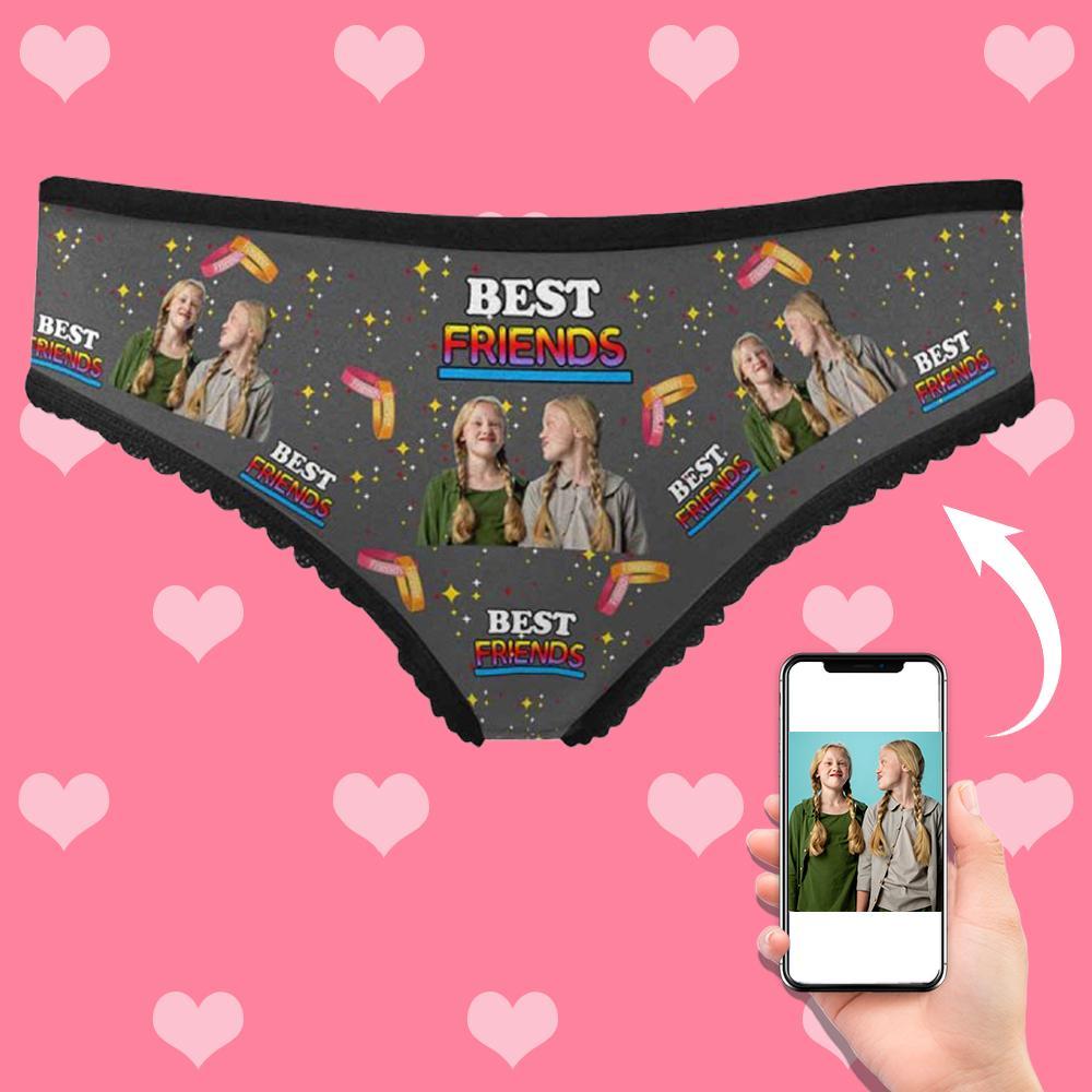 Custom Custom Best Friend Underwear Personalized Photo Women's All Over Print High-cut Briefs - YesCustom