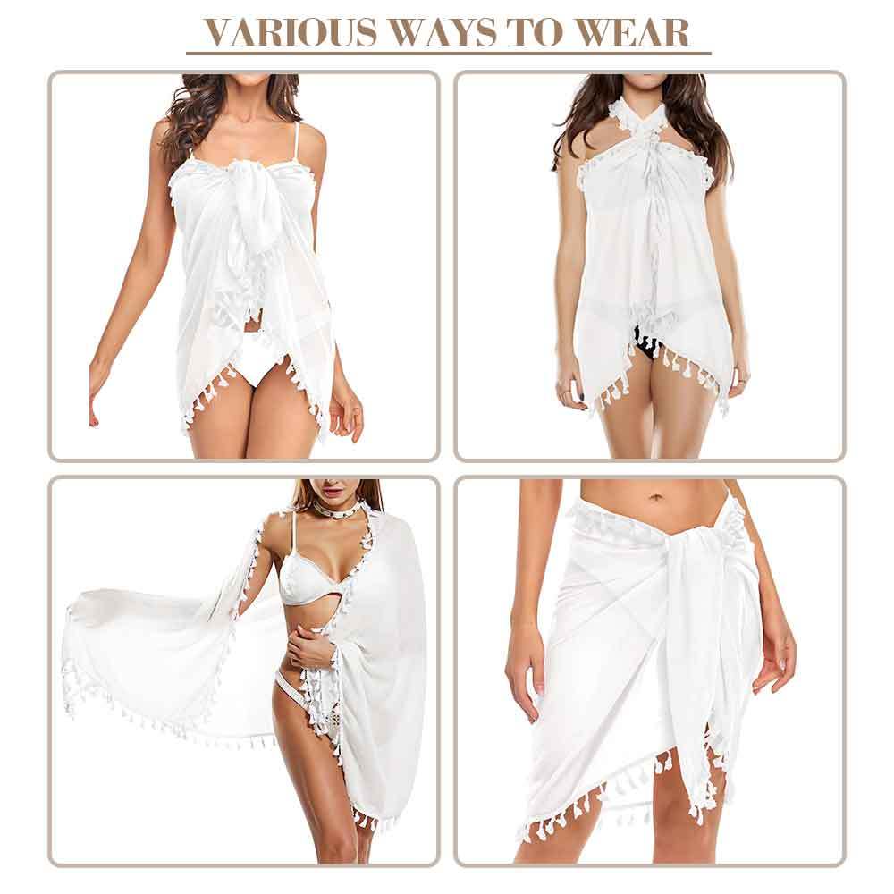 Custom Custom Big Face American Flag Beach Wraps Chiffon Sarong Bikini Swimsuit Cover Ups Skirt Tassels Independence Day - YesCustom