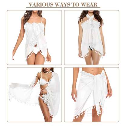 Custom Custom Big Face American Flag Beach Wraps Chiffon Sarong Bikini Swimsuit Cover Ups Skirt Tassels Independence Day - YesCustom