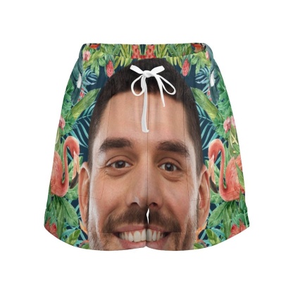 Custom Custom Big Face Flamingo Women High Waist Shorts Hot Short Pants Casual Loose Shorts Beachwear for Women Fitness Running Trousers - YesCustom