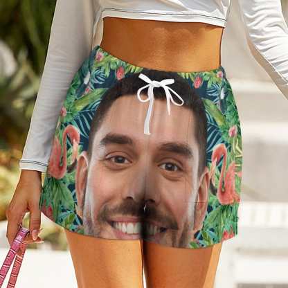 Custom Custom Big Face Flamingo Women High Waist Shorts Hot Short Pants Casual Loose Shorts Beachwear for Women Fitness Running Trousers - YesCustom
