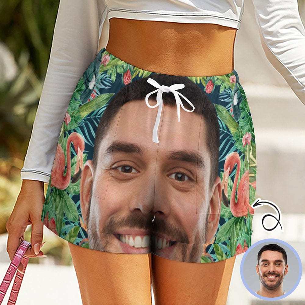 Custom Custom Big Face Flamingo Women High Waist Shorts Hot Short Pants Casual Loose Shorts Beachwear for Women Fitness Running Trousers - YesCustom