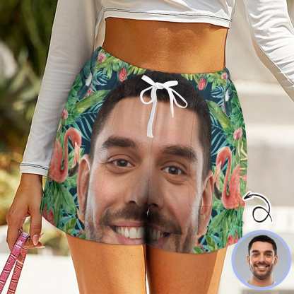 Custom Custom Big Face Flamingo Women High Waist Shorts Hot Short Pants Casual Loose Shorts Beachwear for Women Fitness Running Trousers - YesCustom