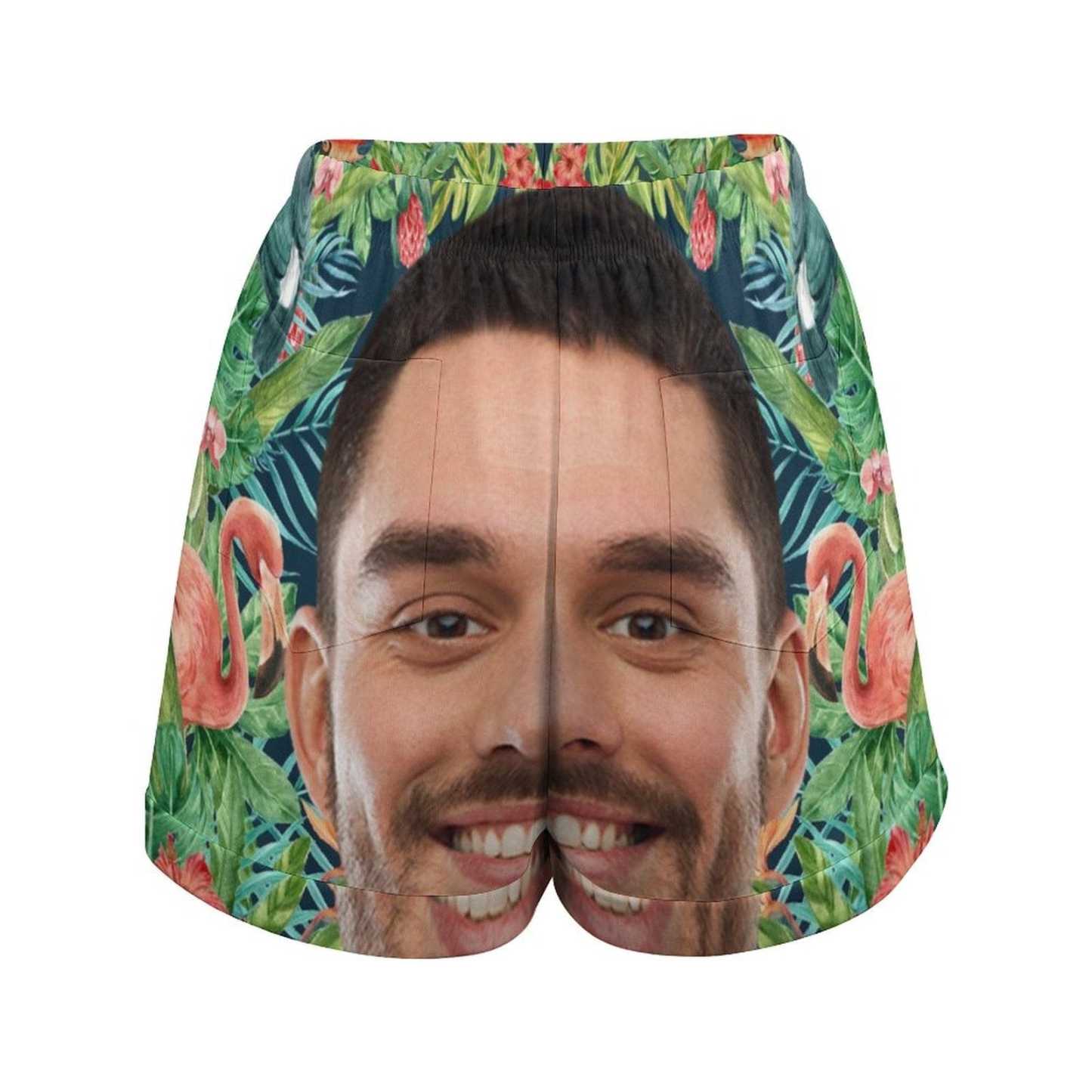 Custom Custom Big Face Flamingo Women High Waist Shorts Hot Short Pants Casual Loose Shorts Beachwear for Women Fitness Running Trousers - YesCustom