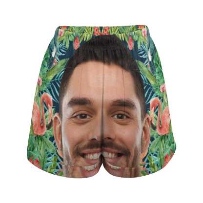 Custom Custom Big Face Flamingo Women High Waist Shorts Hot Short Pants Casual Loose Shorts Beachwear for Women Fitness Running Trousers - YesCustom