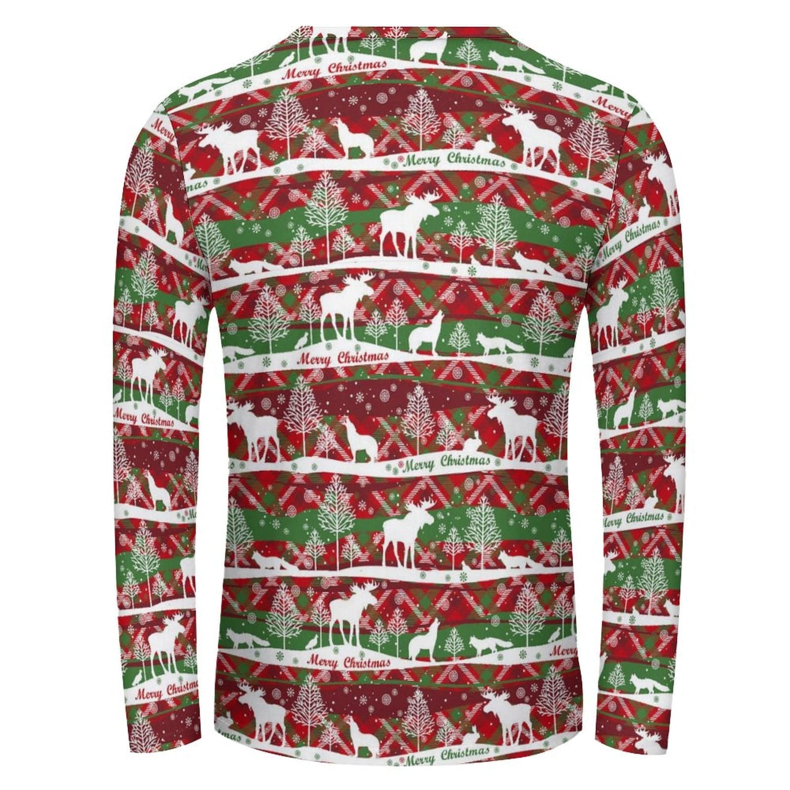 Custom Custom Big Face Full Print Long Sleeve T-Shirt with Red Hat Christmas Pattern Create Your Own Personalized Couple All Over Print T-shirt - YesCustom