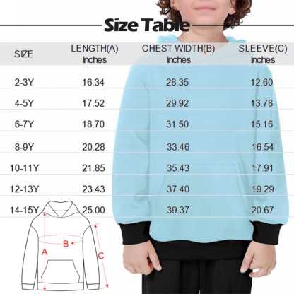 Custom Custom Big Face Kid's Long Sleeve Hoodie for 2-15Y Personalized Hooded Pullover Loose Hoodie - YesCustom